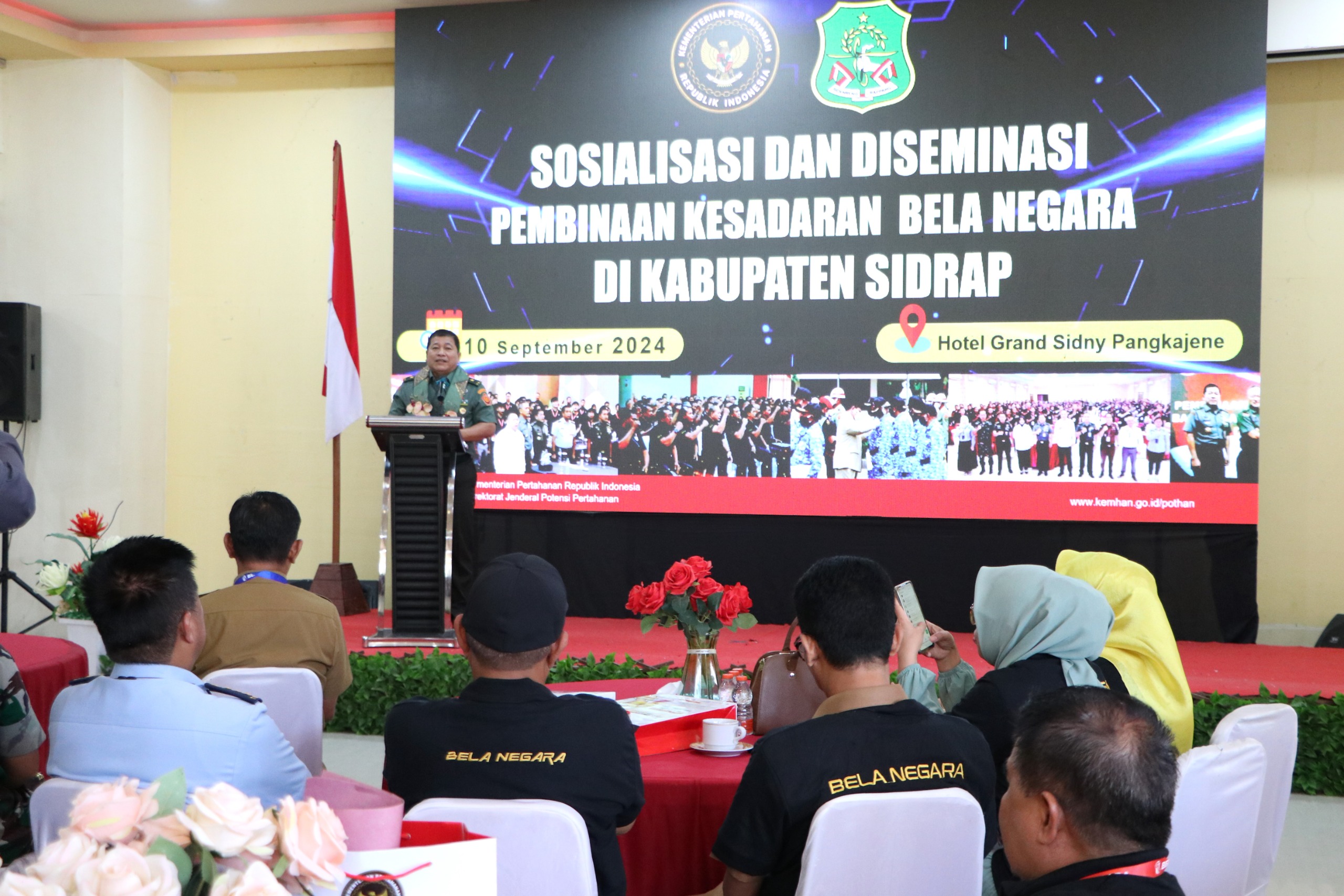Direktur bela negara Direktorat Jenderal potensi pertahanan Kemhan RI, Brigrjan TNI G Eko Sunarto, saat memberikan sambutan