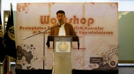 Kepala kantor Imigrasi kelas II TPI Parepare, Andi Ruswan Said, saat membuka kegiatan workshop Bidang Humas dan Keprotokoleran.
