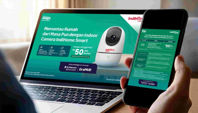 Telkomsel Hadirkan IndiHome SMART Camera_3-4: Pelanggan dapat berlangganan layanan IndiHome SMART camera melalui aplikasi MyTelkomsel atau mengunjungi GraPARI terdekat, serta mendapatkan garansi perangkat selama masa langganan.