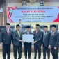 Pj Walikota Parepare Abdul Hayat Gani menghadiri Rapat Paripurna pengumuman penetapan pasangan calon Walikota dan Wakil Walikota terpilih Kota Parepare tahun 2024 yang dilaksanakan oleh DPRD Kota Parepare, Sulawesi selatan (Sulsel).