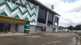 Tampilan depan stadion Bj Habibie Parepare yang saat ini memasuki tahap finising