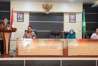 Wali Kota Parepare Tasming Hamid memberikan sambutan dalam pembukaan Musyawarah Rencana Pembangunan (Musrenbang) Perempuan dan Anak di Auditorium BJ Habibie Rujab Wali Kota Parepare