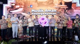Suasana acara ‘Mudik Aman, Keluarga Nyaman Bersama Korlantas POLRI’ yang berlangsung di Auditorium Menara Bank Mega, Jakarta