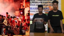 Perwakilan Tim Patrol Emzil saat membacakan pernyataan damai dan permohonan maaf kepada panitia lomba musik Patrol Siporennu Squad 3 Pinrang