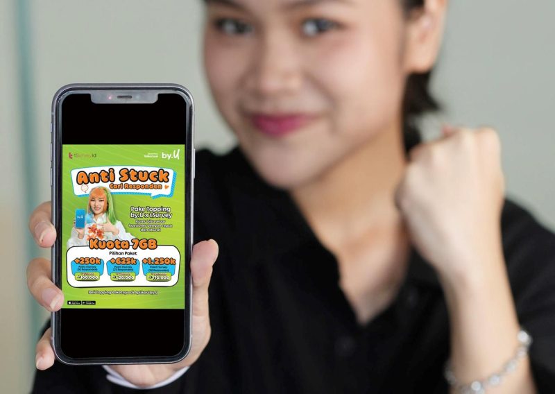 Kompetisi Riset Nasional tSurvey.id x by.U_2: Telkomsel mendukung pengumpulan data dengan topping khusus by.U x tSurvey.id, bundling kuota internet dan sejumlah poin yang bisa digunakan untuk melakukan survei daring ke sejumlah responden.