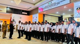 Pelantikan pengurus baru Asokot PSSI Parepare masa bakti 2024-2028 di Auditorium Bj Habibie kota Parepare, Senin (16/6/2025)
