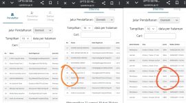Tangkapan layar daftar hasil pengumuman jalur SPMB yang telah dilakukan calon orang tua siswa