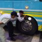 Jasa raharja Parepare bersama petugas Dishub melakukan pengecekan kendaraan Bus