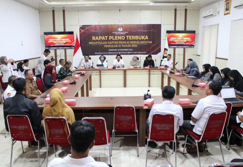 Suasana Rapat Pleno Rekapitulasi Daftar Pemilih Berkelanjutan Triwulan IV Tahun 2025, Senin, 8 Desember 2025