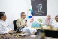 Anggota Komisi II sekaligus Badan Anggaran (Banggar) DPR RI, Taufan Pawe, saat memberikan penjelasan dalam rangka kunjungan kerja pengawasan di Kantor Ombudsman Sulsel, Senin, 27 April 2026.