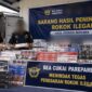 Foto hasil penelusuran Ai yang menggambarkan Bea Cukai Parepare berhasil menyita puluhan dos rokok ilegal hasil operasi bersama di wilayah Sulbar
