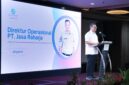Direktur Operasional Jasa Raharja, Ariyandi saat memberikan sambutan dalam Rapat Koordinasi Monitoring dan Evaluasi Pelaksanaan SAMSAT dan Sinergi Pemungutan Opsen Pajak Se-Sulawesi Selatan, yang digelar di Hotel Mercure Makassar, Jumat,18 September 2026.